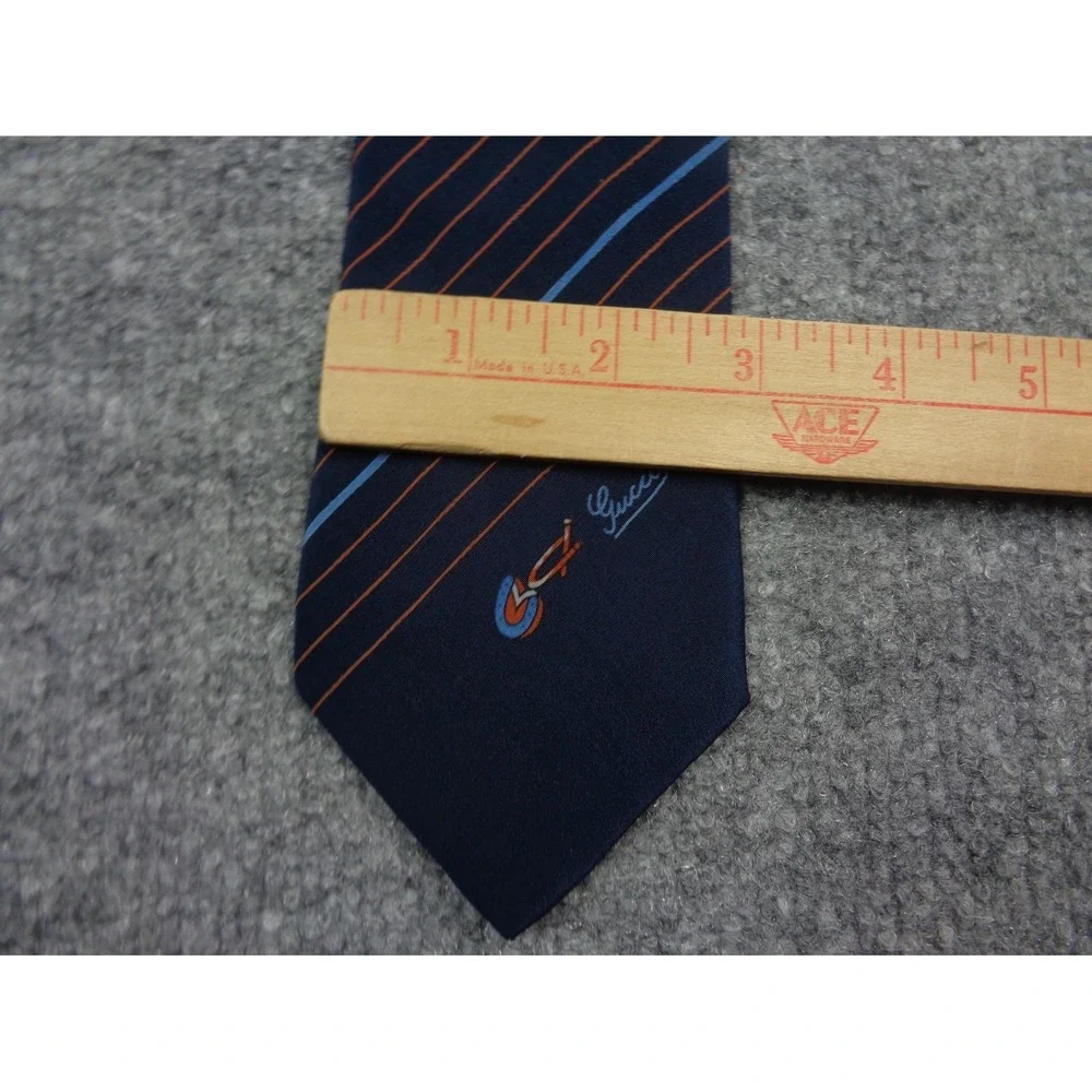 Vintage Gucci 100% Silk Designer Neck Tie Blue Repp Striped Made In Italy